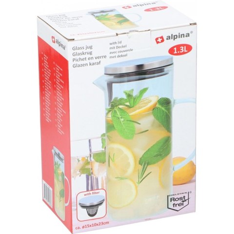 Alpina - Dzbanek z pokrywką ze szkła borokrzemowego 1,3 l Alpina - Dzbanek z pokrywką ze szkła borokrzemowego 1,3 l