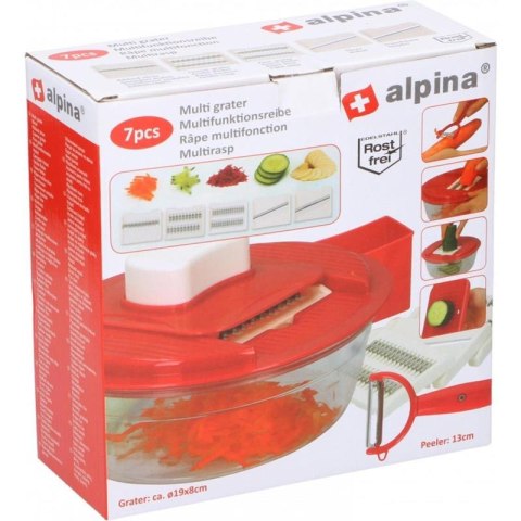 Alpina - Tarka wielofunkcyjna z pojemikiem + obieraczka Alpina - Tarka wielofunkcyjna z pojemikiem + obieraczka