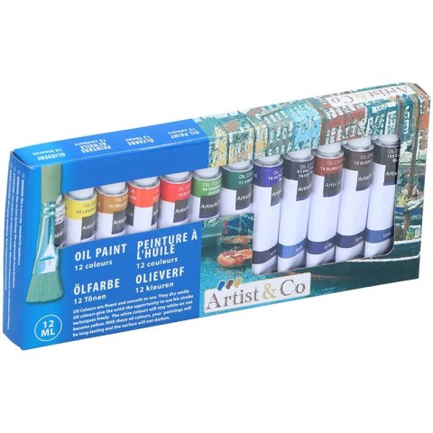 Farby olejne w tubkach 12 ml 12 kolorów Farby olejne w tubkach 12 ml 12 kolorów