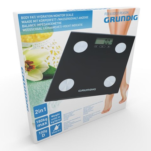 Grundig - elektroniczna waga łazienkowa, analiza masy ciała, BMI, do 180 kg Grundig - elektroniczna waga łazienkowa, analiza masy ciała, BMI, do 180 kg