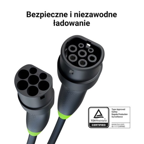 Green Cell - Kabel GC Snap Typ 2 do ładowania EV 22 kW 7 m do Tesla Model 3 / S / X / Y, Kia EV6, Hyundai IONIQ 5, BMW i3, Ford Green Cell - Kabel GC Snap Typ 2 do ładowania EV 22 kW 7 m do Tesla Model 3 / S / X / Y, Kia EV6, Hyundai IONIQ 5, BMW i3, Ford