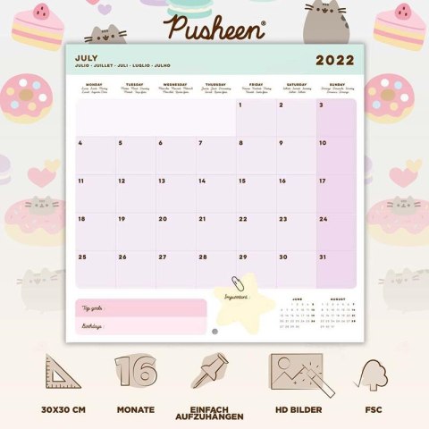 Pusheen - Kalendarz ścienny 2022 rok z kolekcji Foodie 30 x 30 cm Pusheen - Kalendarz ścienny 2022 rok z kolekcji Foodie 30 x 30 cm