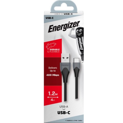Energizer Classic - Kabel połączeniowy USB-A do USB-C 1.2m (Czarny) Energizer Classic - Kabel połączeniowy USB-A do USB-C 1.2m (Czarny)