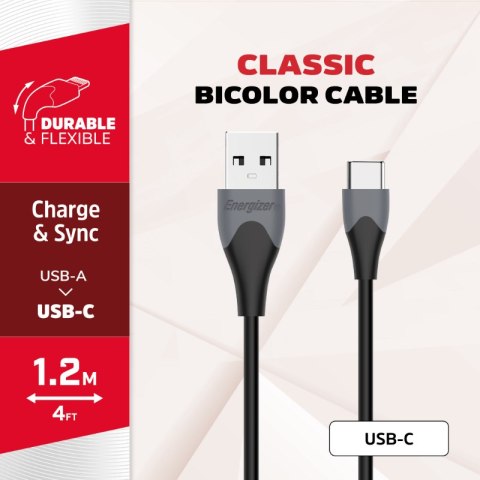 Energizer Classic - Kabel połączeniowy USB-A do USB-C 1.2m (Czarny) Energizer Classic - Kabel połączeniowy USB-A do USB-C 1.2m (Czarny)