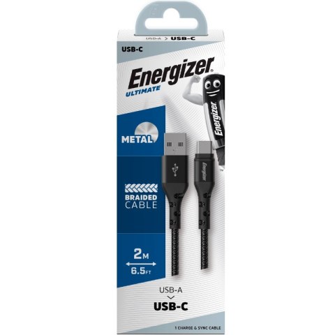 Energizer Ultimate - Kabel połączeniowy USB-A do USB-C 2m (Czarny) Energizer Ultimate - Kabel połączeniowy USB-A do USB-C 2m (Czarny)