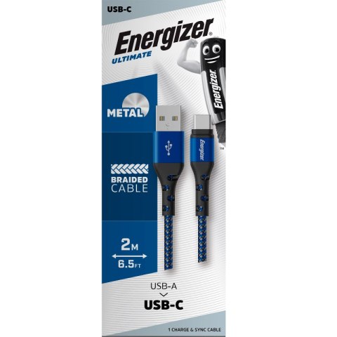Energizer Ultimate - Kabel połączeniowy USB-A do USB-C 2m (Niebieski) Energizer Ultimate - Kabel połączeniowy USB-A do USB-C 2m (Niebieski)
