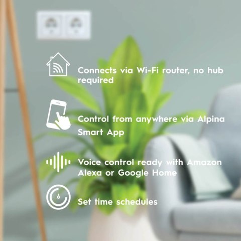 Alpina - Inteligentny wyłącznik przewodowy Wi-Fi 230 V 10 A Alpina - Inteligentny wyłącznik przewodowy Wi-Fi 230 V 10 A