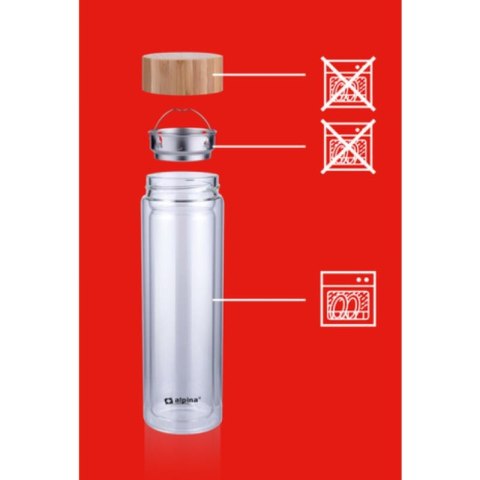 Alpina - Butelka termiczna ze szkła (podwójne ścianki) 450 ml