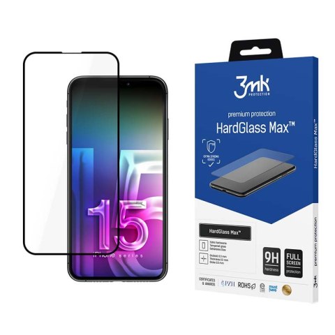 3mk HardGlass Max - Szkło hartowane do iPhone 15 Pro (Czarny) 3mk HardGlass Max - Szkło hartowane do iPhone 15 Pro (Czarny)