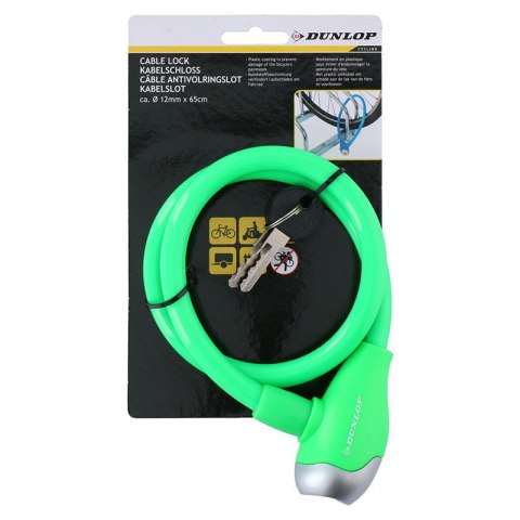 Dunlop - Zapięcie do roweru spiralne na klucz 65 cm (Zielony) Dunlop - Zapięcie do roweru spiralne na klucz 65 cm (Zielony)
