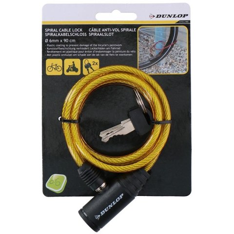 Dunlop - Zapięcie do roweru spiralne na klucz 90 cm (Żółty) Dunlop - Zapięcie do roweru spiralne na klucz 90 cm (Żółty)