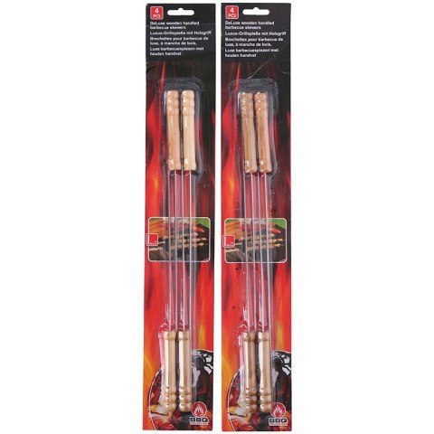 BBQ - szpikulce do szaszłyków z drewnianą rączką długie 38 cm (4szt.) BBQ - szpikulce do szaszłyków z drewnianą rączką długie 38 cm (4szt.)