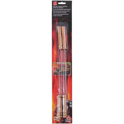 BBQ - szpikulce do szaszłyków z drewnianą rączką długie 38 cm (4szt.) BBQ - szpikulce do szaszłyków z drewnianą rączką długie 38 cm (4szt.)