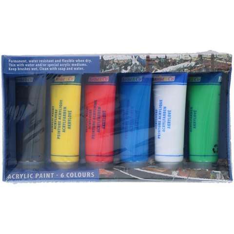 Artico - Zestaw farb akrylowych w tubkach 75 ml 6 kolorów Artico - Zestaw farb akrylowych w tubkach 75 ml 6 kolorów