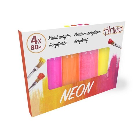 Artico - Zestaw farb neonowych akrylowych w tubkach 80 ml 4 kolory (Zestaw 2) Artico - Zestaw farb neonowych akrylowych w tubkach 80 ml 4 kolory (Zestaw 2)