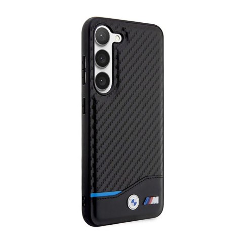 BMW Leather Carbon Blue Line - Etui Samsung Galaxy S23+ (czarny)
