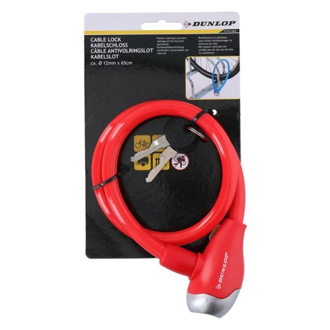 Dunlop - Zapięcie do roweru spiralne na klucz 65 cm (Czerwony) Dunlop - Zapięcie do roweru spiralne na klucz 65 cm (Czerwony)