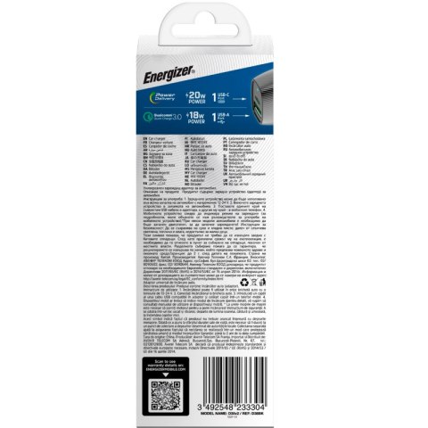 Energizer Ultimate - Ładowarka samochodowa USB-C & USB-A 38W PD + QC3.0 (Czarny) Energizer Ultimate - Ładowarka samochodowa USB-C & USB-A 38W PD + QC3.0 (Czarny)